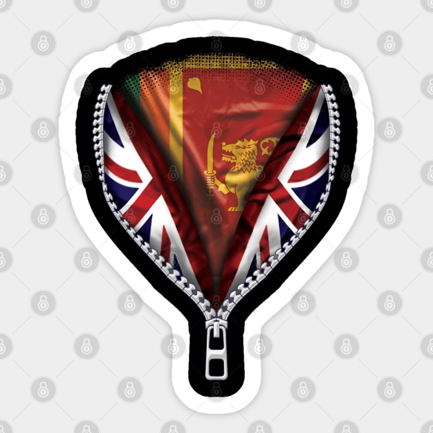 Sri Lankan Flag  Sri Lankan Flag British Flag Ripped Open - Gift for Sri Lankan From Sri Lanka Sticker by Country Flags